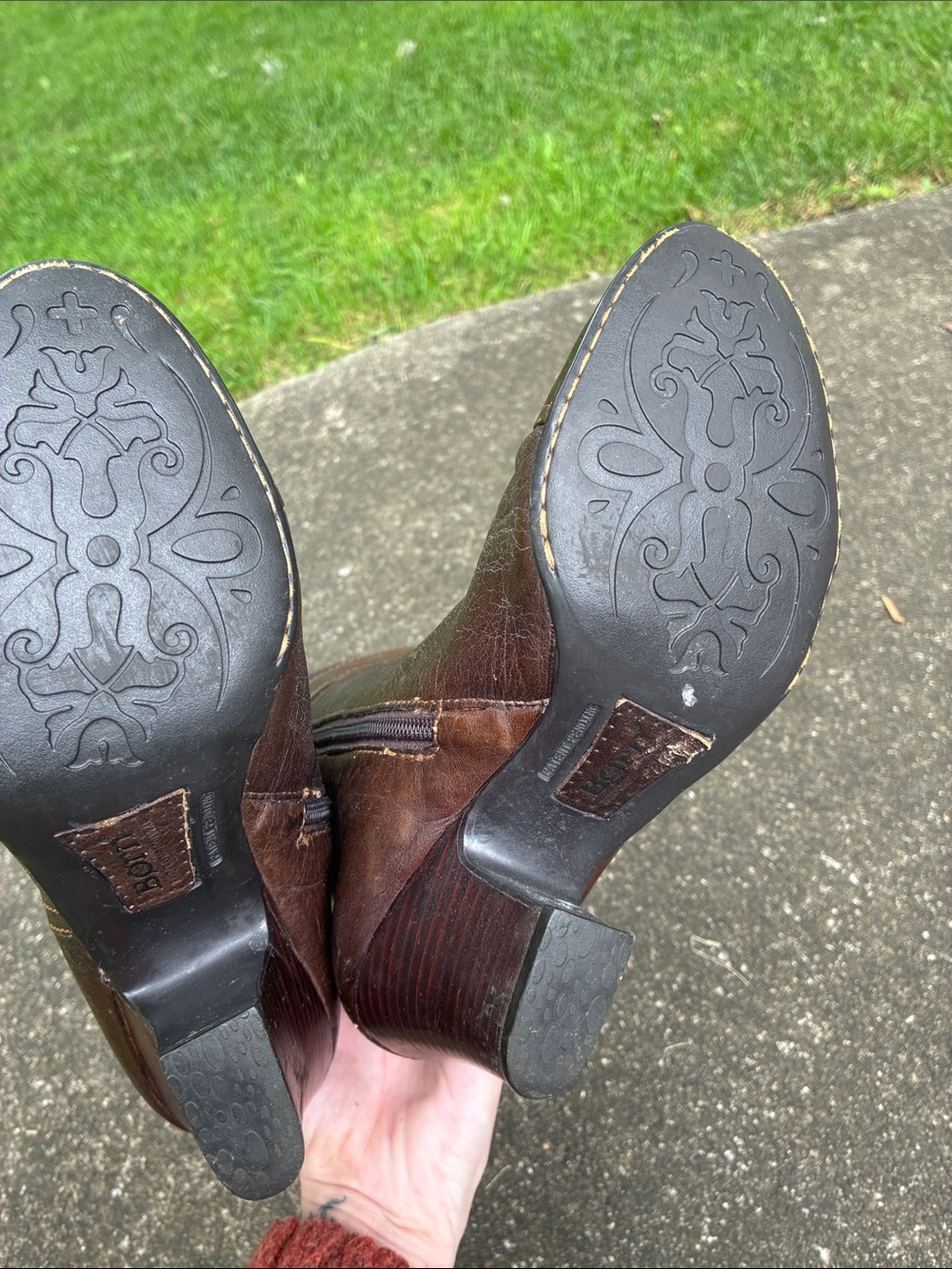 Born Brown Leather Mid-Calf Heeled Boots - Picture 9 of 11